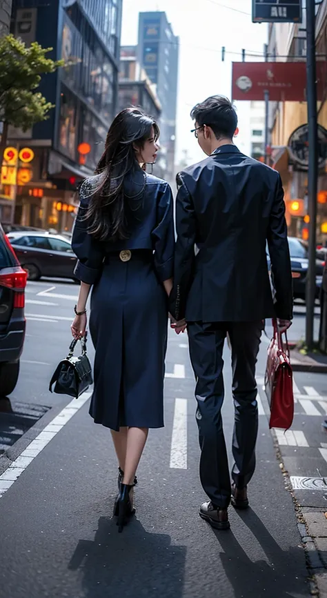 hold hand from back, walking down street