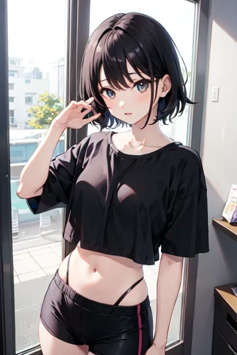 Girl、Black Hair、Short Hair、underwear