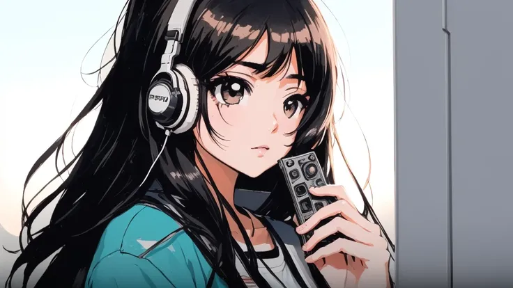 anime girl holding a cassette player in front of her face, anime style mixed with fujifilm, lofi girl, lofi artstyle, ig studios anime style, trending on cgstation, girls frontline style, from girls frontline, kantai collection style, けもの, satoshi kon arts...