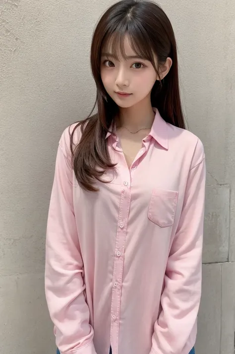 （（Highest quality））、Beauty、Pink shirt completely open、