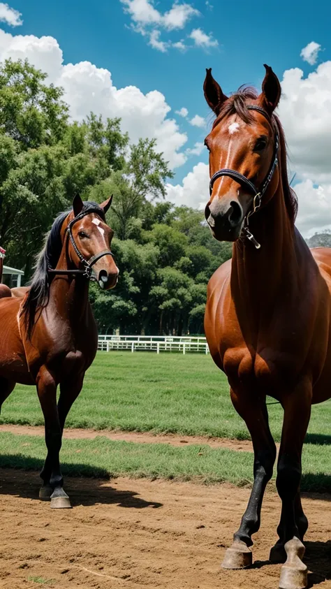  symbolic scene showing a divine presence watching over the horses, representing Gods care and protection for all beings regardless of their flaws."
