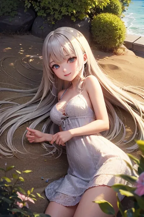 Highest quality, Very detailed, High resolution, expensive resolution, High resolution, 4K,wallpaper, Detailed CG, masterpiece, 2D, 3d, Beautiful details, depth, Fine texture, Highest quality: 1.3, Perfectly focused,skin,Very cute anime girl,White dress,lo...