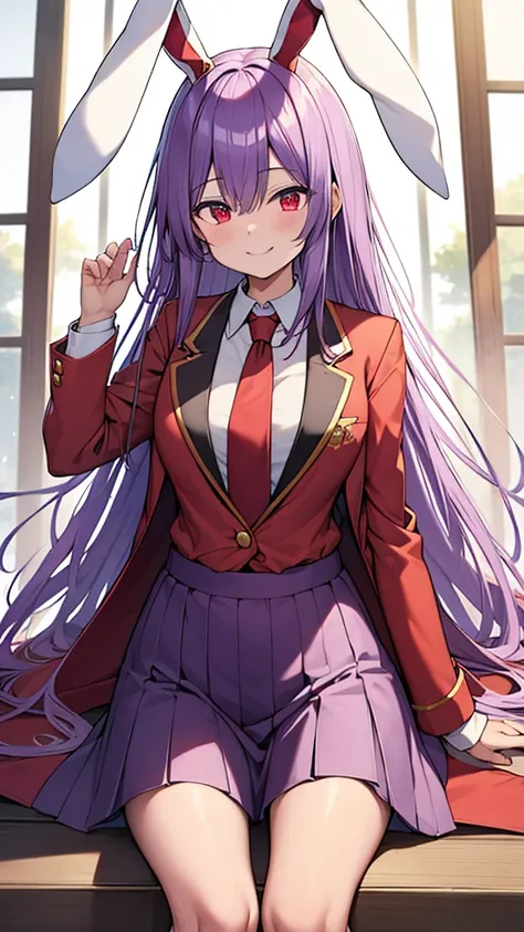 reisen₋udongein₋inaba light purple long hair red eyes red jacket red blazer white rabbit ears red tie smiling top quality master...