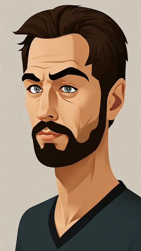 vector style art of a man , close up , 2D, illustration