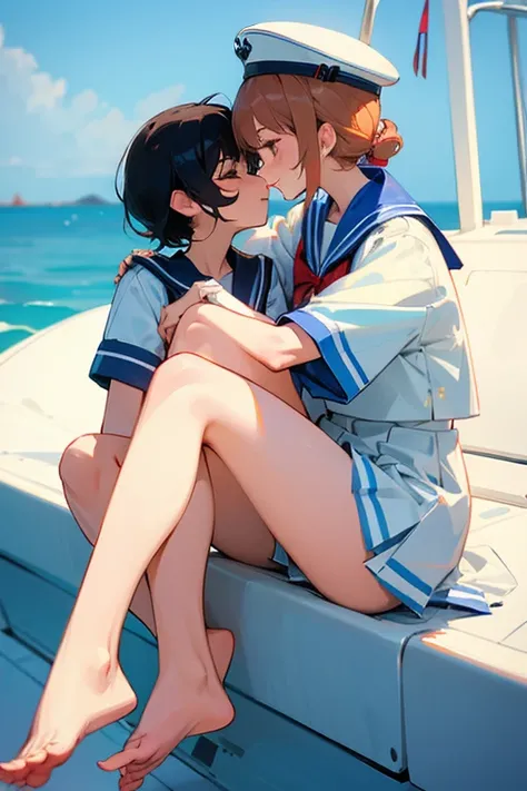 girl,Two people,Lesbian,Sailor suit,Licking feet