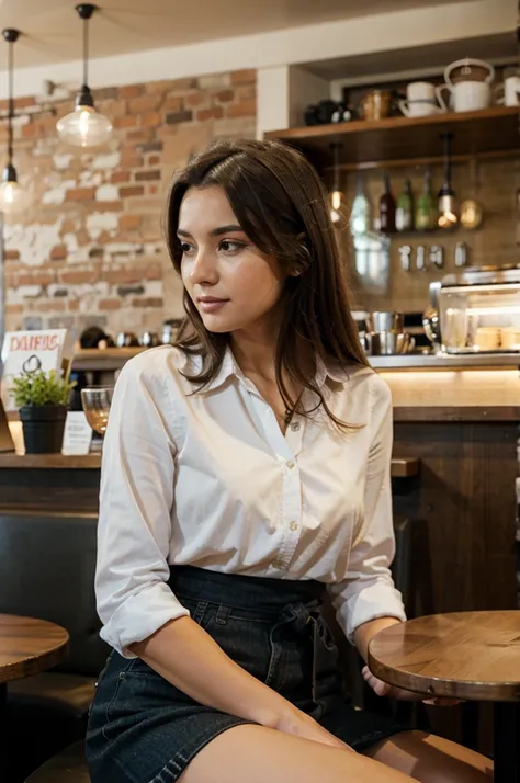 woman sitting in a cafe