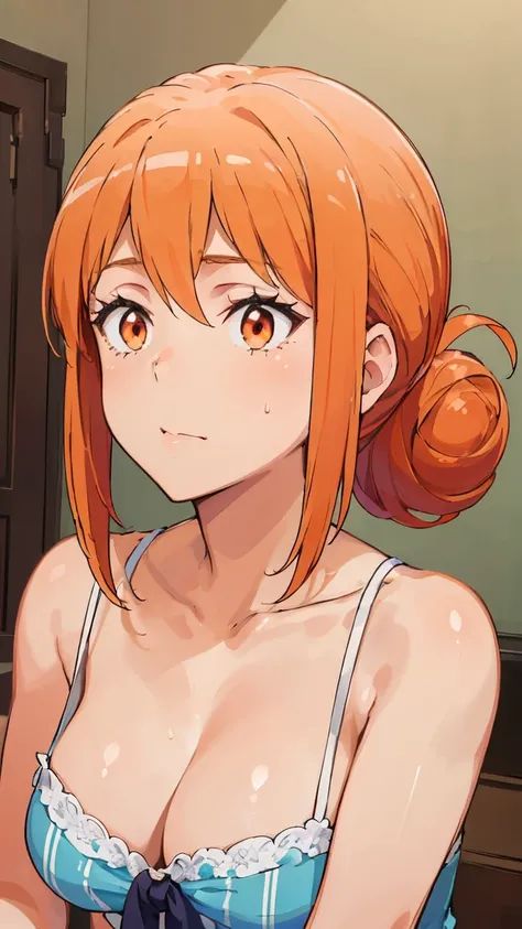 (Highest quality, 8K, masterpiece :1.3),Mrs. Yuigahama,ガハMom, As I expected, my youth romantic comedy is wrong。, One woman,Bun Hair,30 years old,Mom,Orange Hair,nsfw,Blowjob