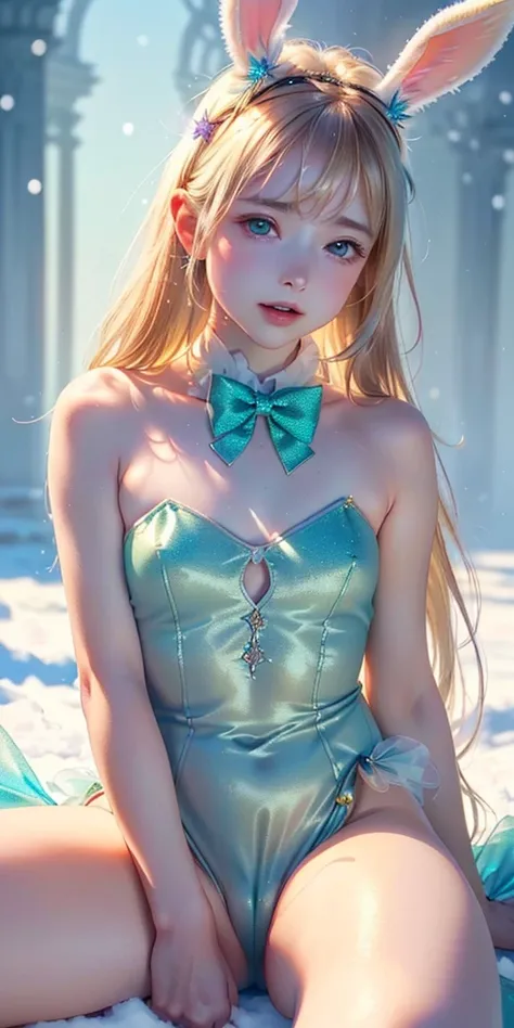 masterpiece, best quality, extremely detailed CG unity 8k wallpaper,((Upper Body)) ,((Upper Body head close-up shot of a beautiful little girl)), , Elegant Long straight blonde hair, (Mckenna Grace), ((flat chest,thighs,Autoluminescence skin)),Transparent ...