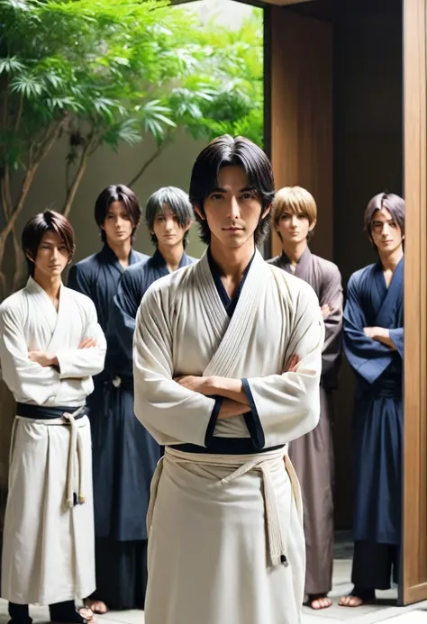 Arabian man standing in front of a door with his arms crossed, tetsuya nomura, Hiroya Oku, naoki ikushima, toru furuya, daigo ikeno, takeyuki kanda, tomohiro shimoguchi, !! takeshi amano!!, ((tatsuro yamashita))