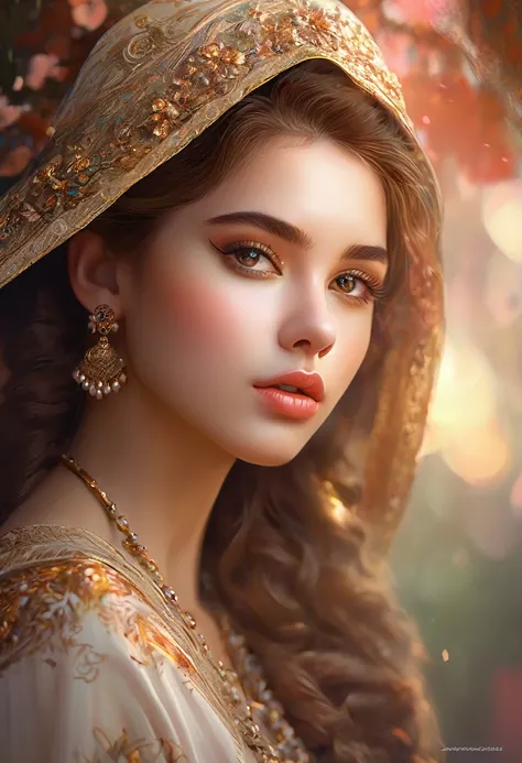 a beautiful girl, extremely detailed face and eyes, long eyelashes, beautiful detailed lips, 1girl, portrait, fantasy, digital painting, ethereal, soft lighting, warm colors, cinematic, highly detailed, intricate, ornate, elegant, delicate, serene, dreamli...