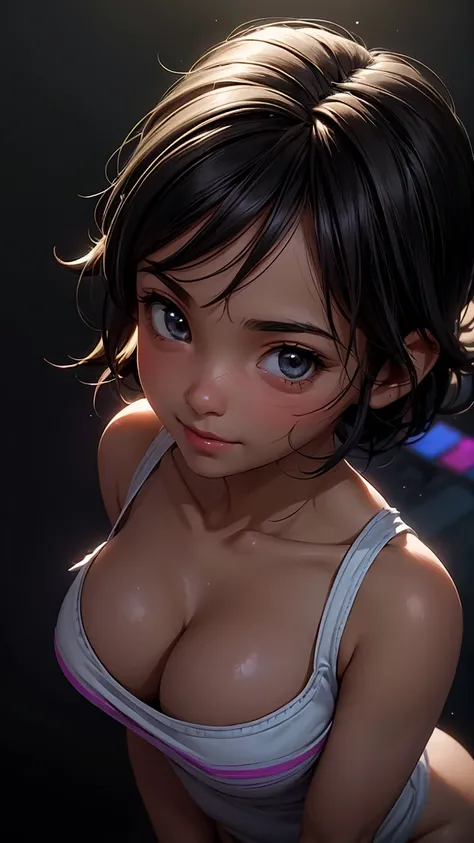 1 girl, solo, kak rose from upin ipin movie, totally naked, Erotic, beautiful, exquisite, sensual, body goals, ultra high definition, highest details, 8K, absurdres, giga pixel, volumetric lightings, focus on face, tempting smile, light tracing, glistening...