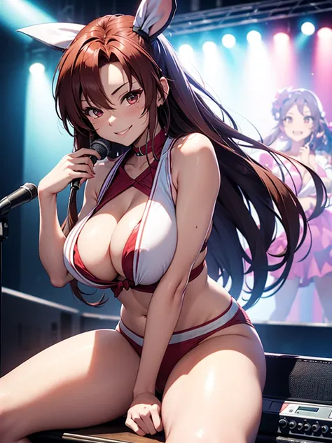 Mai Shiranui、Concert Stage、Large Breasts、Sexy gestures、A sweet smile