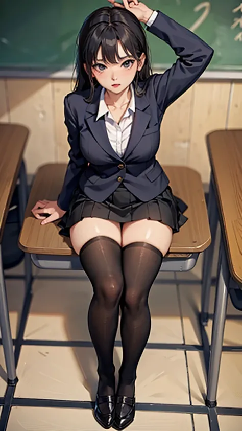 woman、teacher、classroom、blackboard、stockings、Tight Skirt、suit