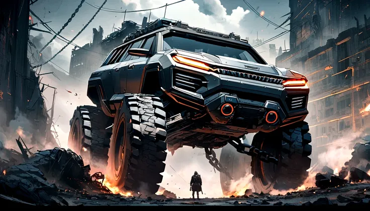 4K, chains, Apocalypse,  cyber SUV