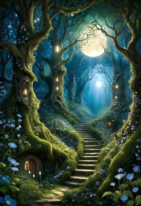 Enchanted Forest, hidden from human eyes, where the soft moonlight always shines