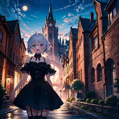 score_9, score_8_up, score_7_up, source_anime, masterpiece, best quality, highres, absurdres, aerial, flying sky,
1 girls, solo, medium breasts, ahoge, silver hair, puffy hair, sidelock, (heterochromia), black gothic dress, bare shoulder, vampire, smile, o...