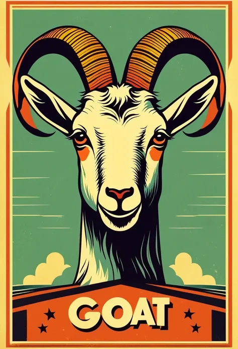 cool goat, retro poster, retro art, minimalistic, 1970s