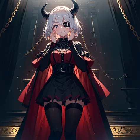 score_9, score_8_up, score_7_up, source_anime, masterpiece, best quality, high resolution, extremely detailed CG, absurdres, highres, 1girl, solo, a cool girl in gothic costume posing in palace, miniskirt, frills, black and red outfit, (black_tights)), (si...