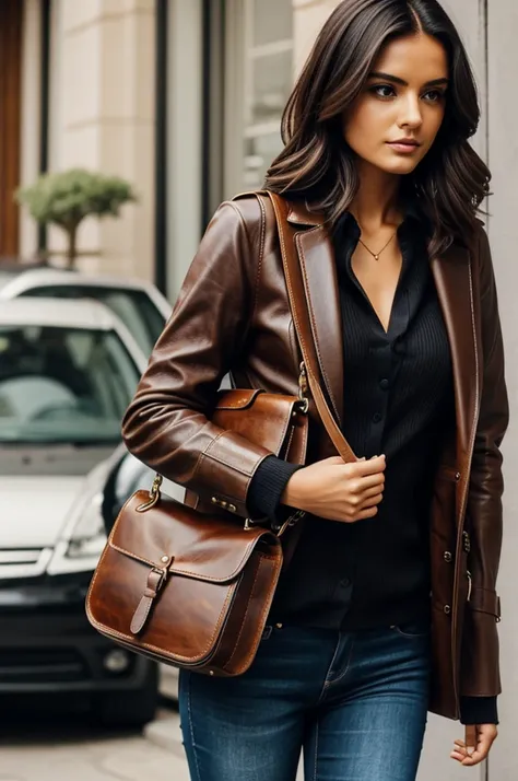 A cool leather bag that looks very luxurious.