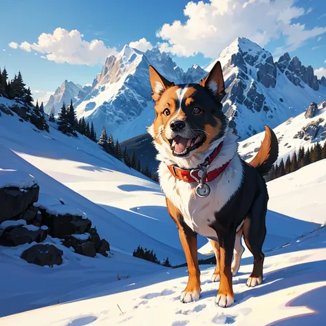 dog, mountain