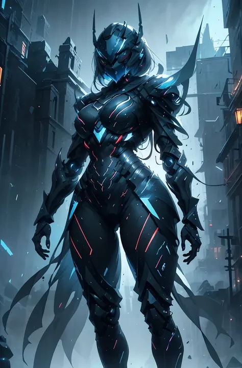 masterpiece, best quality, highly detailed, cyborg women, sexy cyborg women, elegant cyborg, blue crystal gem on chest, ((black ...