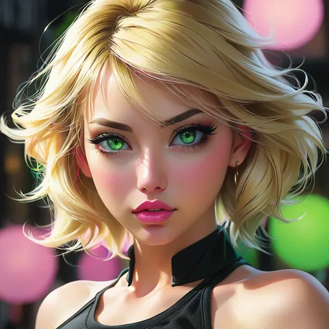 Oral rape of the woman blonde hair green eyes and pink batm and a black top, realistic art style, RossDraws portrait, Artgerm portrait, Anime realistic artstyle, 4K realistic digital art, 4K realistic digital art, 8K Artgerm Bokeh, DeviantArt Artstation CG...