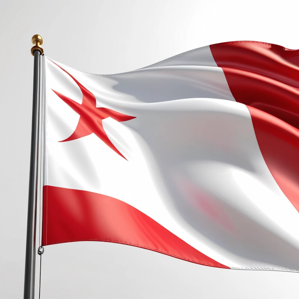 indonesia flag, on white background, high-angle photo, soft light, 3d render, wide angle shooting, raw