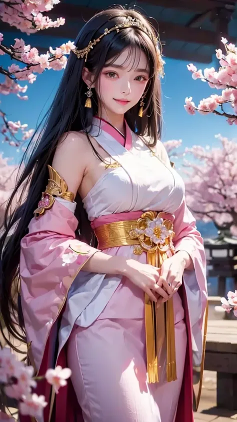 Certainly! Heres an English prompt for creating the desired image:

---

Create an image of the Japanese goddess Konohanasakuya-hime, showcasing her beauty with clear, flawless skin as seen in the reference photo. She should be facing forward, with hands c...