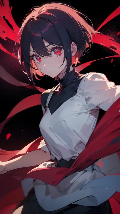 A short bob-haired, red-eyed