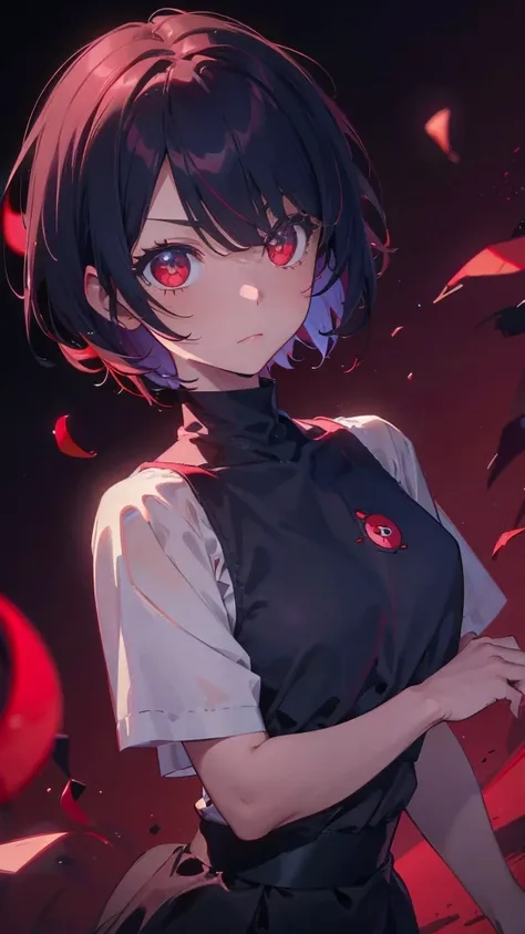 A short bob-haired, red-eyed