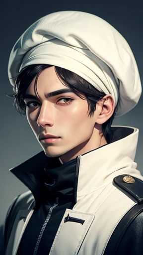 (He wore a white beret loosely wrapped around his head like a turban.)、(His beret fits perfectly over his helmet.)、(My boyfriend&#39;s beret inflates like a normal hood and hangs down the back of his head.)、