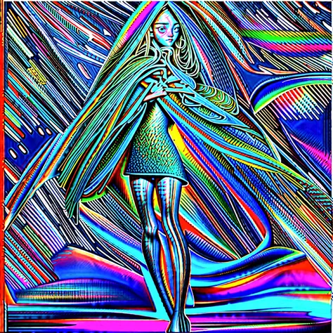 An ultra-realistic and ultra-detailed (Legendary Multicolored Psychedelic Masterpiece), ((HOLDING A GORGEOUS COLORFUL RAINBOWLUMINESCENT GALAXY IN HER HANDS)), ((full body portrait)), (Dynamic Angle), best quality, (Angled View), 1girl, She is a Gorgeous M...