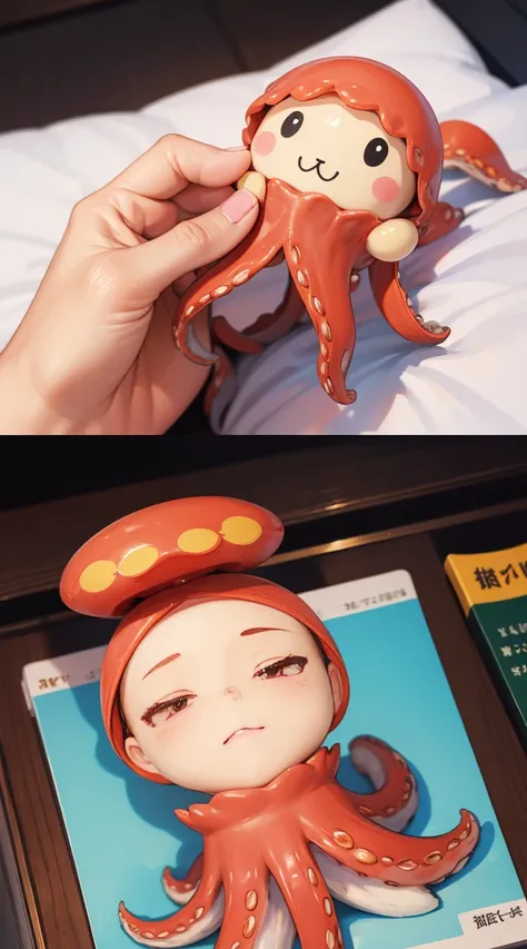 (Familiar, masterpiece, Highest quality,)　 octopus　Icon creation　red　cute　small　mascot　anime