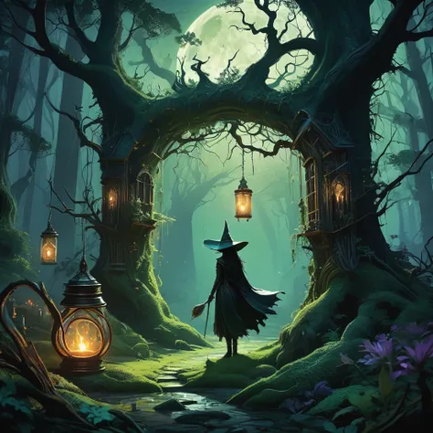 Hidden deep within the ominous shadows of the Blackwood Forest, where twisted branches claw at the sky and ancient oaks loom like guardians of forgotten secrets, stands the secluded dwelling of Eirlys the Witch. Her small, crooked house, crafted from gnarl...