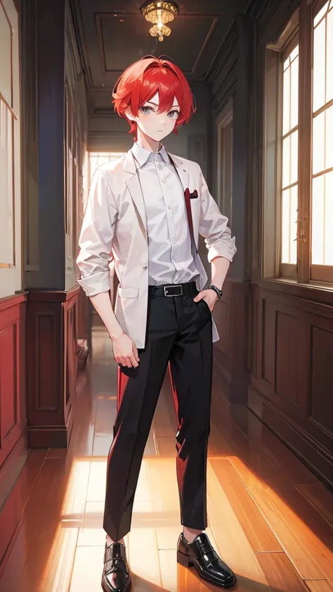 Highest quality standing picture full body red hair young man