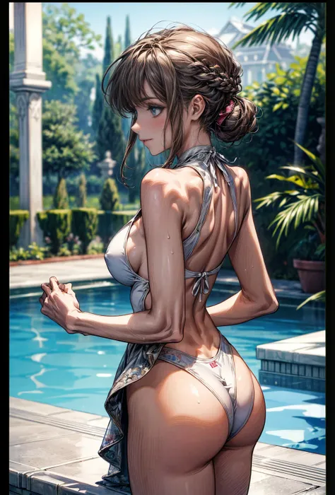 (masterpiece, Highest quality, Super detailed:1.3), Perfect composition, 4K, (Very detailed, Super detailed), White competitive swimsuit, Simple high-leg swimsuit、High resolution, 8k Texture, Attention to detail, Very detailed肌の質感, Magnificent details, Hig...