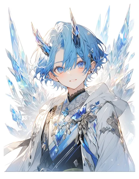 Crystal Horn　Shining Crystal: The boy with the blue short hair
