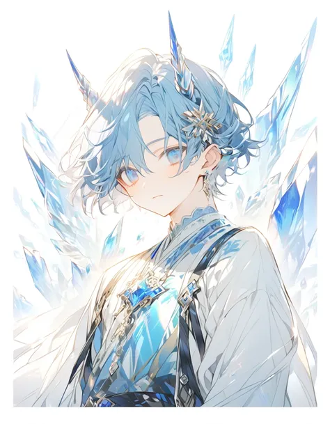 Crystal Horn　Shining Crystal: The boy with the blue short hair
