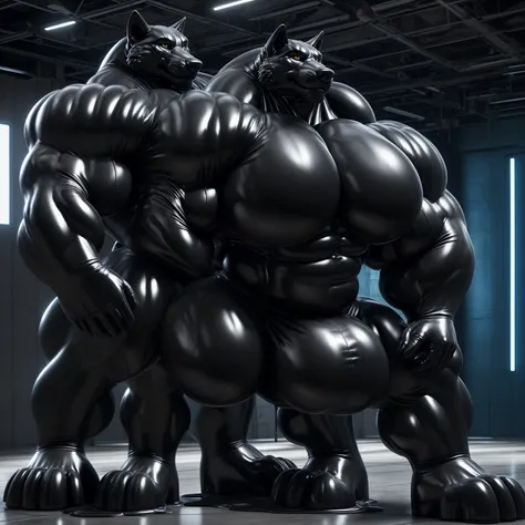 solo, male, , , ,  (hyper pecs:1.4), （long thick thighs:1.8）, standing, indoor,，(，,(,solo,very hyper muscles:1.4)((,Huge bulge：1.2))）), ，（((liquid_latex, , rubber:1.2)，,black latex，goo transformation，(gooey)()(l），unreal engine,perfect light，detailed, photo...