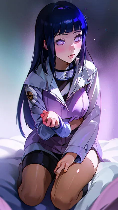 a close up of a person sitting on a chair with a coat, a manga drawing inspired by Miwa Komatsu, trending on pixiv, shin hanga, hinata hyuga, hinata hyuga from naruto, ecchi anime style, ecchi style, realistic , in anime style, anime full body illustration...