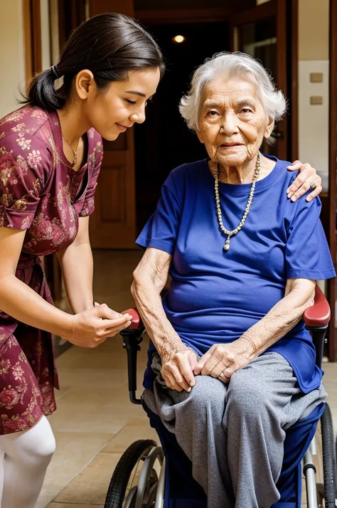 Helping elderly person
