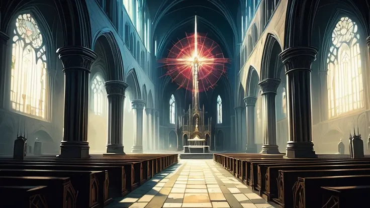 Within the towering walls of Cathedral Sanctus, where stained glass windows depict scenes of ancient battles and divine interventions, lies the solemn grandeur of the Hall of Shadows—a vast chamber illuminated by flickering torchlight and the eerie glow of...