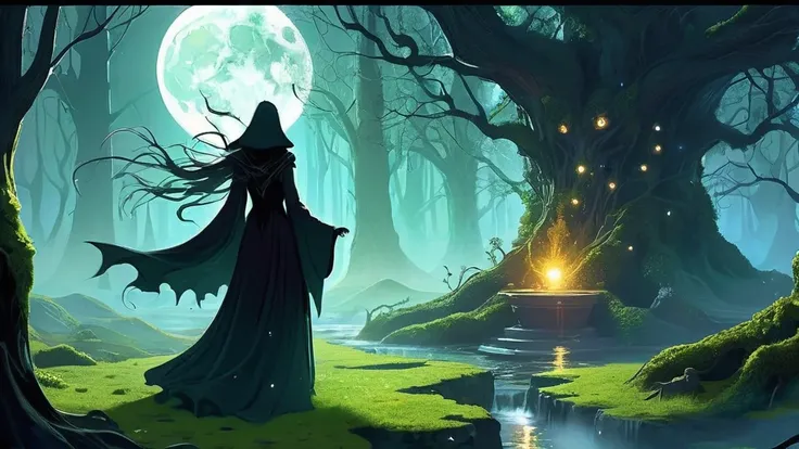 In the heart of the Forbidden Woods, where ancient oaks stand sentinel over gnarled roots and mist curls like ghostly fingers through the canopy, dwells a diminutive figure—a small, old witch known only as Elara. Bent with age and cloaked in shadows that s...