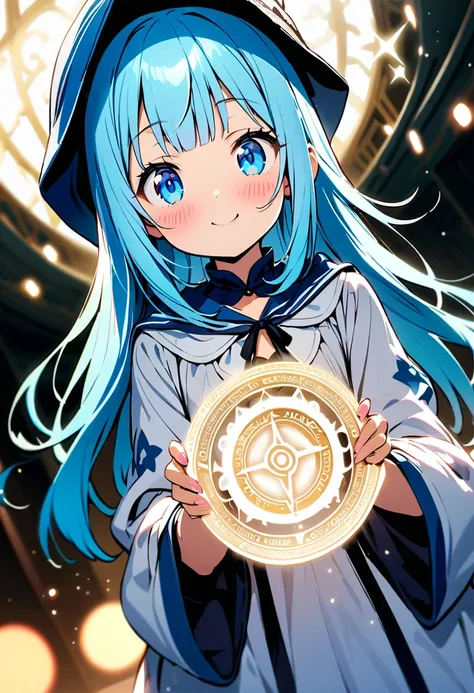 masterpiece, best quality, extremely detailed, (illustration, official art:1.1), 1 girl ,(((( light blue long hair)))), ,(((( light blue long hair)))),light blue hair,loli, long hair ((blush)) , cute face, big eyes, masterpiece, best quality,(((((a very de...