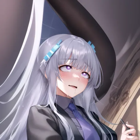 (masterpiece:1.3), (Absurd:1.3), (Highest quality:1.3), (Super detailed:1.3),(Best Shadow:0.7), (Processed Hair), Perfect Anatomy, One girl, alone, just, just-衣装, Hello, Grey Hair, Purple eyes, Blunt bangs, Very long hair, , (masterpiece),(highest quality)...