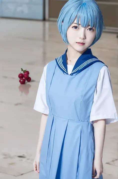 ((One Girl:1.4)),(masterpiece, Highest quality), ayanami,Are standing,((Looking into the camera)),(((Blue Hair)))、(((Berry Short))),((Light blue sailor suit))