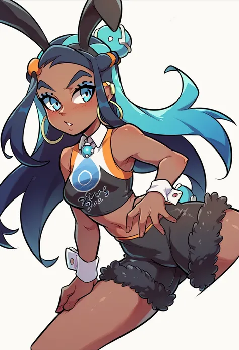 pokemon trainer Nessa dressed in a sexy bunny outfit