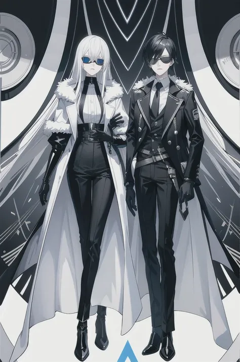 Physical description
This character is a slender man, displaying a futuristic and sophisticated look. He has black hair combed back, giving an elegant and determined look. He wears blue mirrored sunglasses, adding a touch of mystery and modernity to his ap...