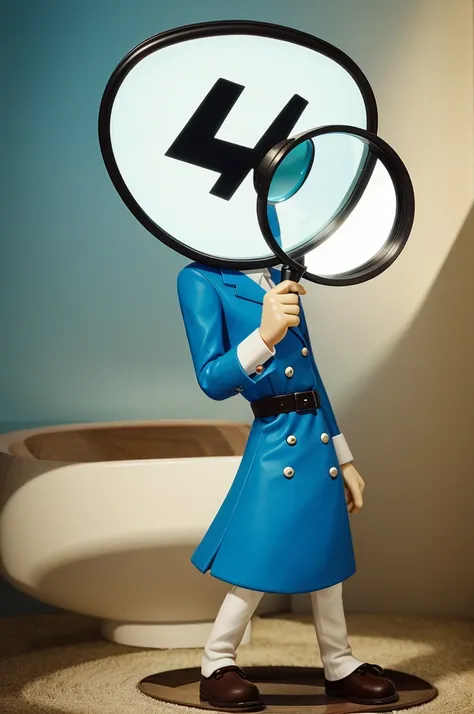 An cartoon character holding a magnifying glass to search hidden message on photo