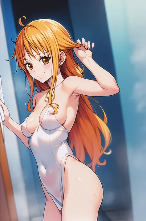 Nami LoRA「One Piece」、Erotic、Taking a shower、Completely naked、Fearless smile